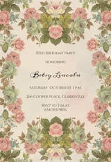 Cabbage Roses Retro - Birthday Invitation